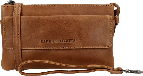 Hide & Stitches Porto Schoudertas Dames - Crossbodytas met 2 hoofdvakken - Tas van 100% Leder met ritssluiting - Bruin