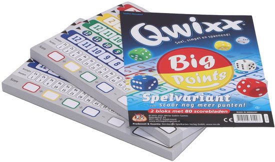 White Goblin Games Qwixx Big Points - Dobbelspel uitbreiding - 2 scorebloks