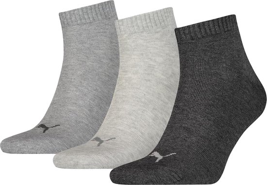 Puma - Unisex Quarter Plain Enkelsokken - 3 Pack - Maat 35-38