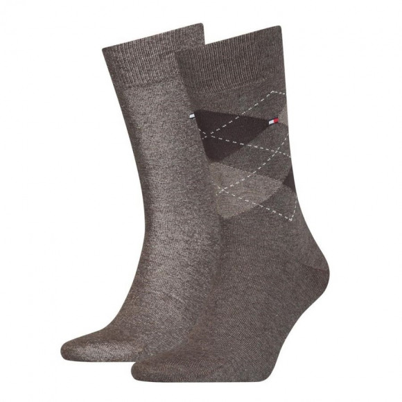 Tommy Hilfiger Men Sock Check 2P BRUIN 39/42