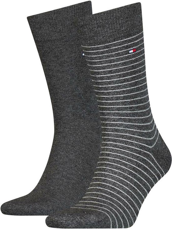 Kousen - Tommy Hilfiger -Small Stripe Socks 2P GRAU 43/46