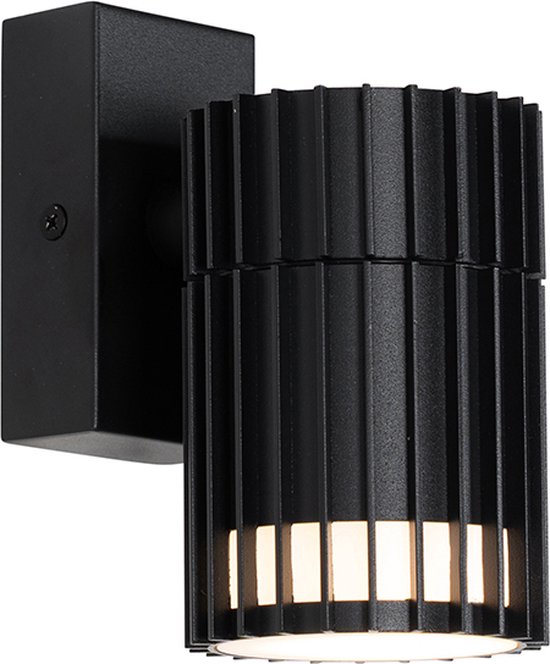 QAZQA boris - Design Wandlamp voor buiten - 1 lichts - D 11.3 cm - Zwart - Buitenverlichting