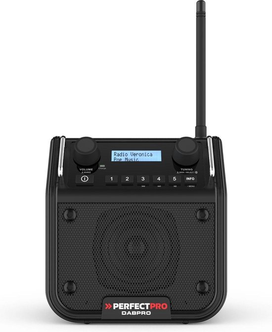 PerfectPro DABPRO2 Bouwradio - FM RDS / DAB+ - AUX-in - Bluetooth - Werkt Op Netstroom En Batterij
