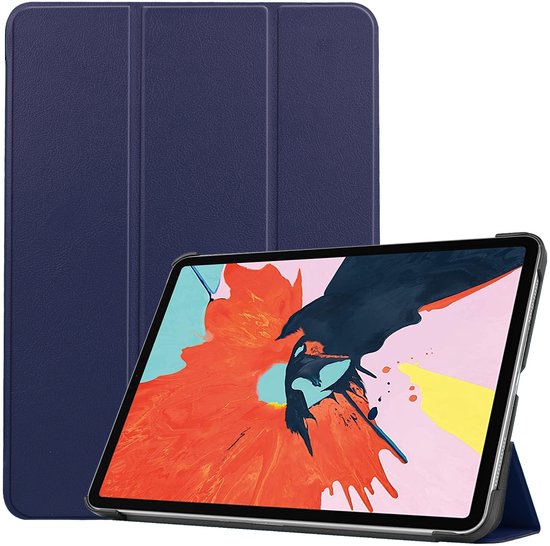 Tablet hoes geschikt voor Apple iPad Air 11 (2025) / Apple iPad Air 11 (2024) / iPad Air 10.9 (2022) tri-fold - Case met Auto Wake/Sleep functie - Donker blauw