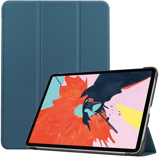 Tablet hoes geschikt voor Apple iPad Air 11 (2025) / Apple iPad Air 11 (2024) / iPad Air 10.9 (2022) tri-fold - Case met Auto Wake/Sleep functie - Cyaan