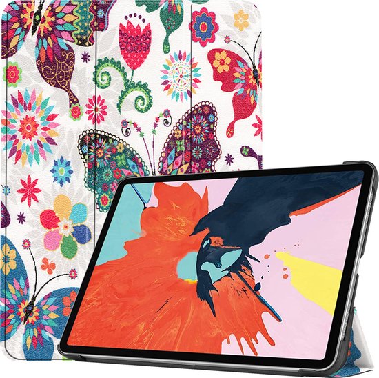 Tablet hoes geschikt voor Apple iPad Air 11 (2025) / Apple iPad Air 11 (2024) / iPad Air 10.9 (2022) tri-fold - Case met Auto Wake/Sleep functie - Vlinders