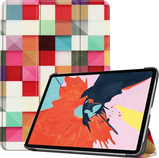 Tablet hoes geschikt voor Apple iPad Air 11 (2025) / Apple iPad Air 11 (2024) / iPad Air 10.9 (2022) tri-fold - Case met Auto Wake/Sleep functie - Blocks