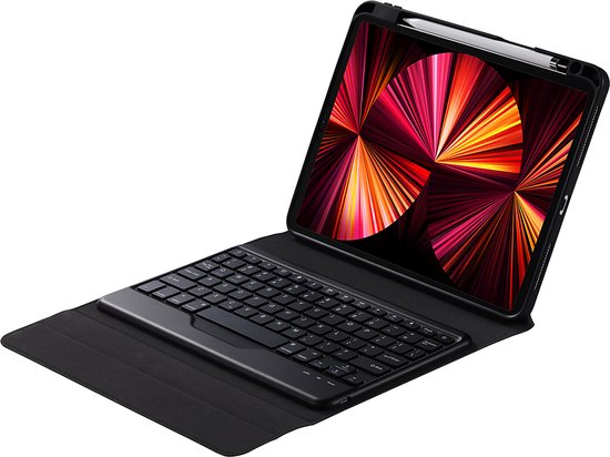 Tablet Toetsenbord Hoes geschikt voor Apple iPad Air 11 (2024) / iPad Air 10.9 (2022) - iPad Air 10.9 inch - Met Draadloos Bluetooth Keyboard en Stylus pen houder - Zwart