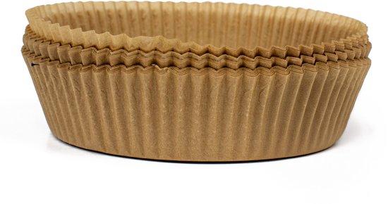 Airfryer Bakpapier 50 Stuks  - Incl. E-Kookboek - Heteluchtfriteuse accessoires - Wegwerpbakjes - Airfryer XL en XXL Accesoires - 16cm