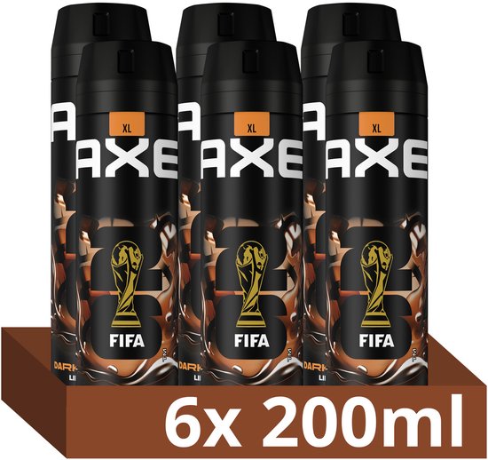 AXE - Deodorant Bodyspray - Dark Temptation FIFA Limited Edition XL - 6 x 200 ml