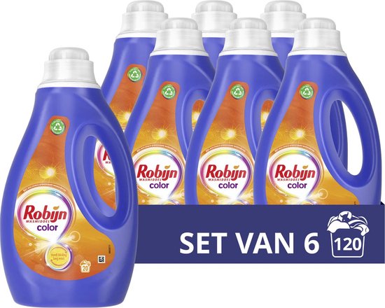 6x Robijn Vloeibaar Wasmiddel Color 20 Wasbeurten 1 liter