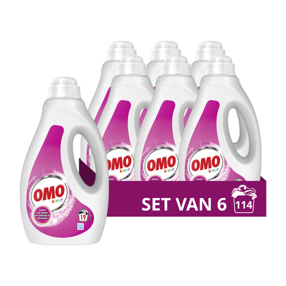 6x OMO Vloeibaar Wasmiddel Kleur 19 Wasbeurten 950 ml