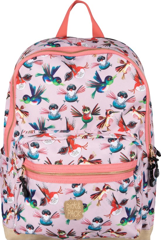 Pick & Pack Pick&Pack Rugzak Birds Backpack Soft Pink ROSE L
