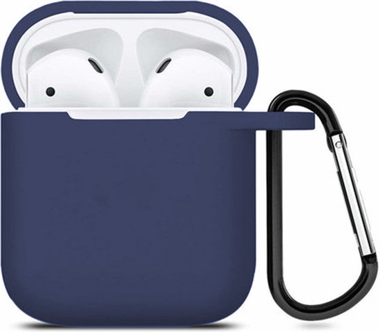 Shieldcase Case - beschermhoes geschikt voor Airpods silicone case - case geschikt voor Airpods hoesje - optimale bescherming - donkerblauw
