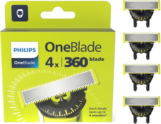 Philips OneBlade 360 Blade - Vervangmesjes - Scheermesjes - 4 stuks - QP440/50