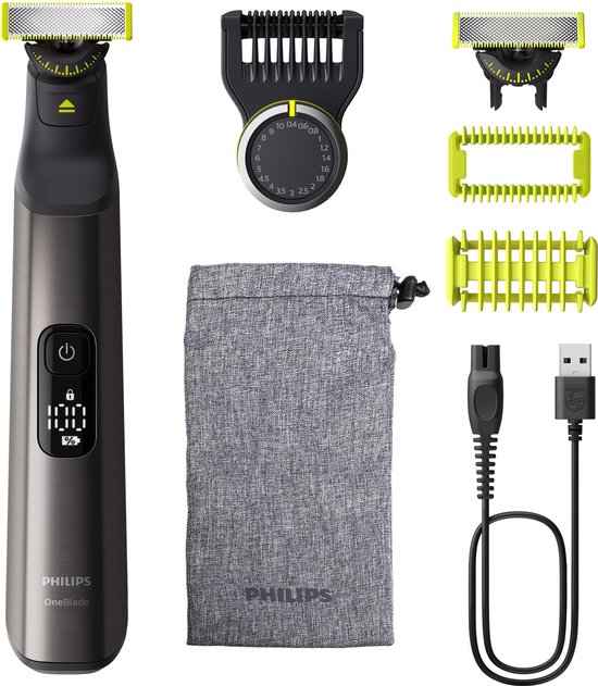 Philips OneBlade Pro 360 Face + Body – Zilver - Trimmer, scheerapparaat en styler in 1 - Inclusief opbergzakje - QP6552/30