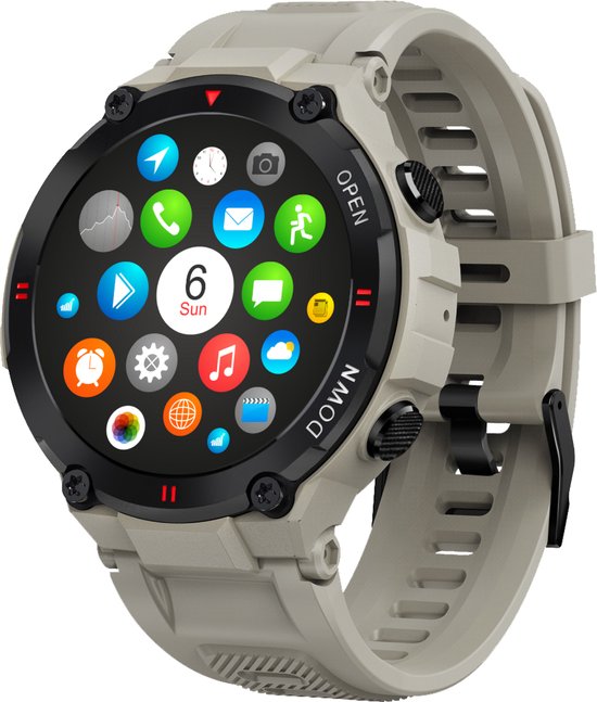 Nuvance Outdoor Smartwatch - 45 mm - IP67 Waterdicht - Bluetooth Smartwatch voor Dames en Heren - Smartwatches - Grijs