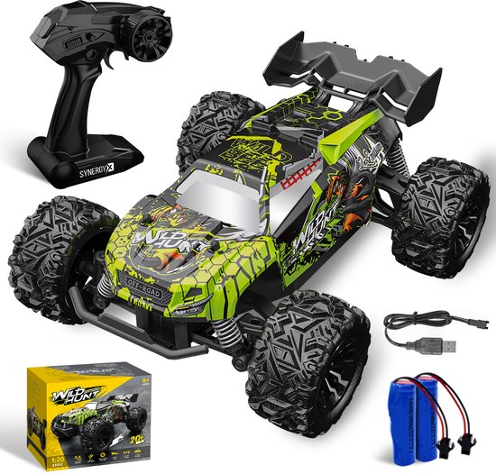 Synergyx® Bestuurbare Auto - RC Afstandsbestuurbare Raceauto met 2 Accu's - Speelgoed voor Jongens & Meisjes - voor Binnen & Buiten - Radiografisch Afstandbestuurbaar - Auto Bestuurbaar - Volwassenen & Kinderen