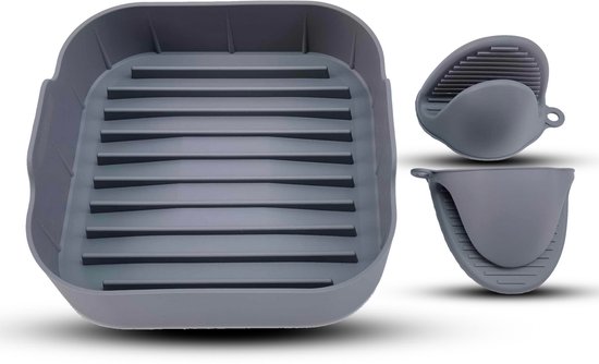 Bodo® Airfryer Bakje - Airfryer Accesoires - 20.5 x 20x5 cm - Grijs