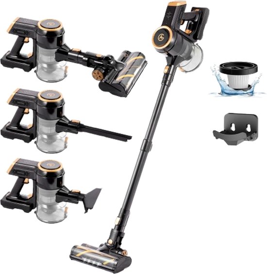 AG4200 Steelstofzuiger Draadloos - Premium Gold - Stofzuiger Zonder Zak - Geschikt voor Dierenharen - Krachtig - Kruimeldief - Draadloze Stofzuigers - Steelstofzuigers - Kruimelzuiger - Compact & Licht - LED verlichting Zuigmond