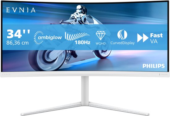 Philips Evnia 34M2C5501A 34 Wide Quad HD 180Hz Curved VA Monitor