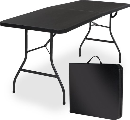 Goliving Inklapbare Tafel – Klaptafel – Campingtafel – Vouwtafel Buiten – Weerbestendig – 180 x 70 x 74 cm – Zwart