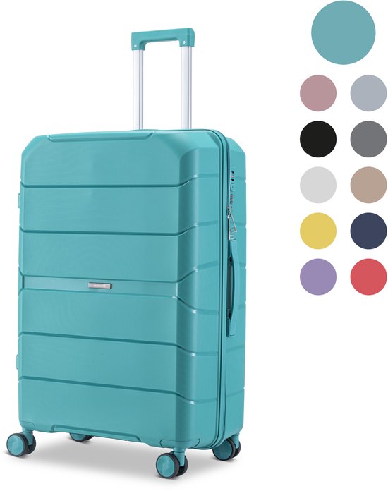 SKYCASES Urban Adventurer - Grote Reiskoffer - Cijferslot - 49x30x75cm - 110L - XL Rolkoffer Groot - Spinner wielen & Kofferslot - Groen V2