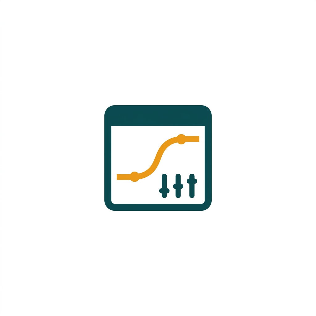 a graphical representation of a low-pass filter curve with a cutoff knob icon