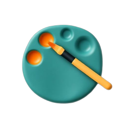 a palette of vibrant colors and a paintbrush indicating creative design