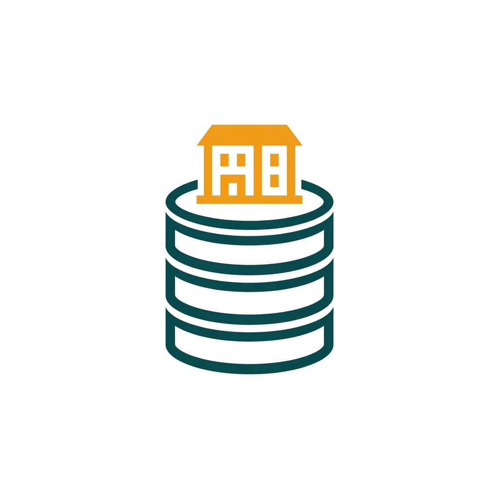 a single database icon with a small enterprise building on top