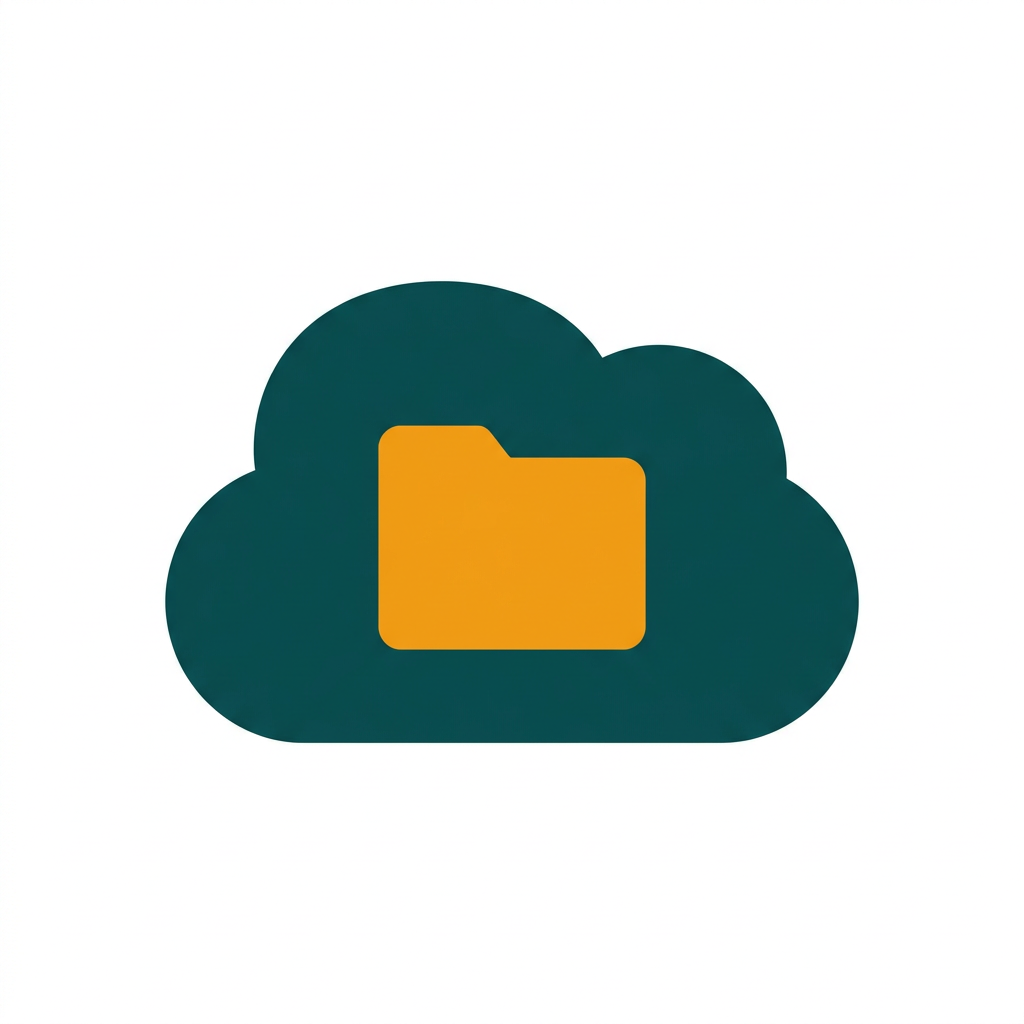 a simple cloud icon with a folder symbol inside