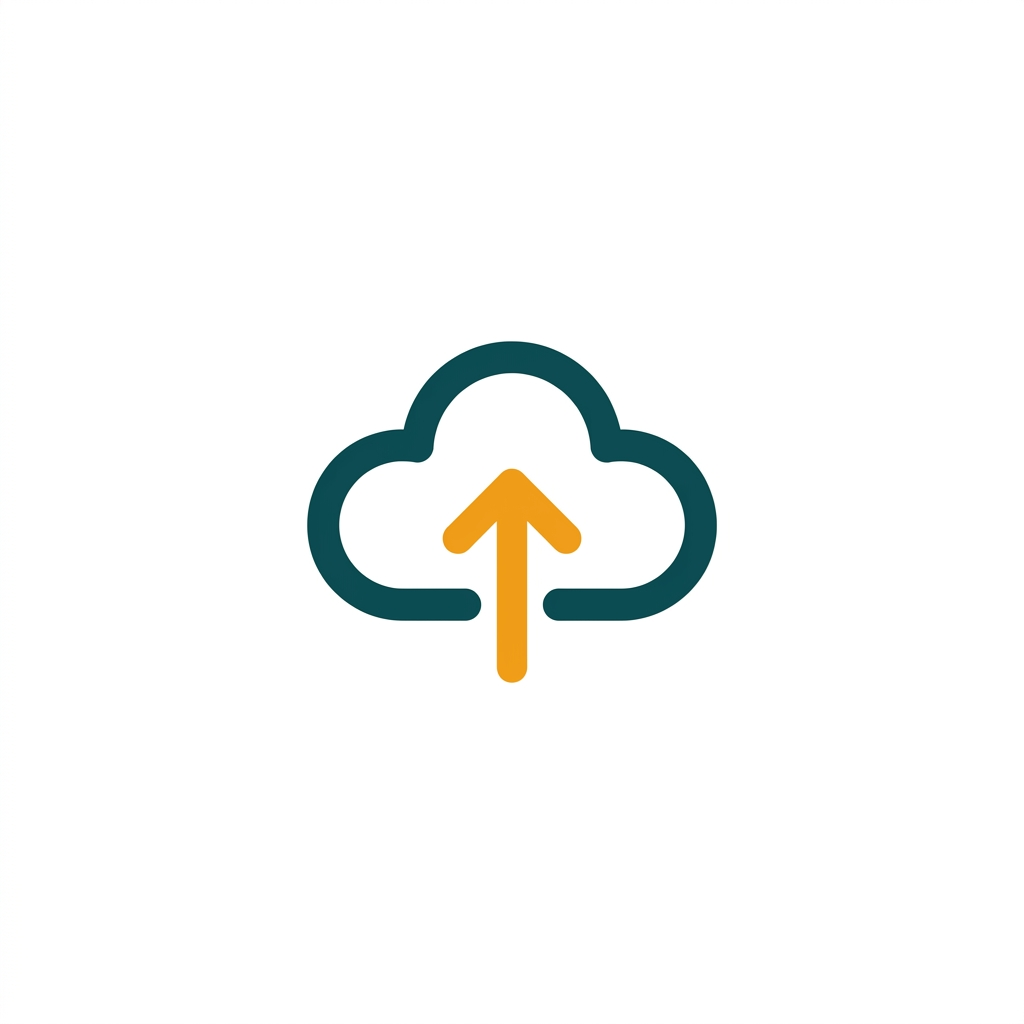 a simple cloud icon with an upward arrow, symbolizing an upload