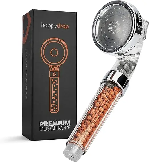 Douchekop met mineraal stenen in de test 2023 Douchekop met mineraal stenen in de test 2023