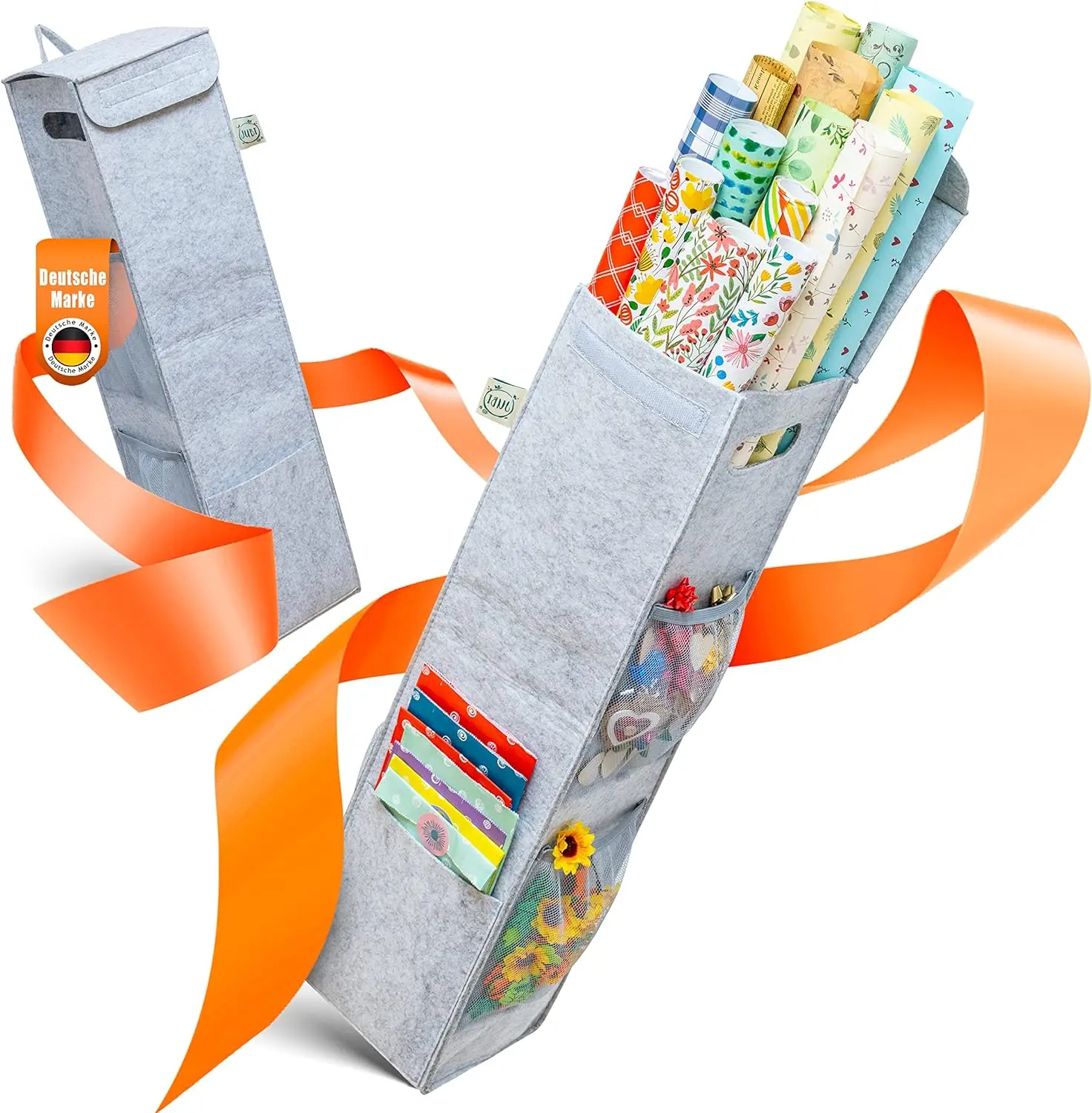 Jubi® wrapping paper storage made of thick felt for 15 rolls of paper