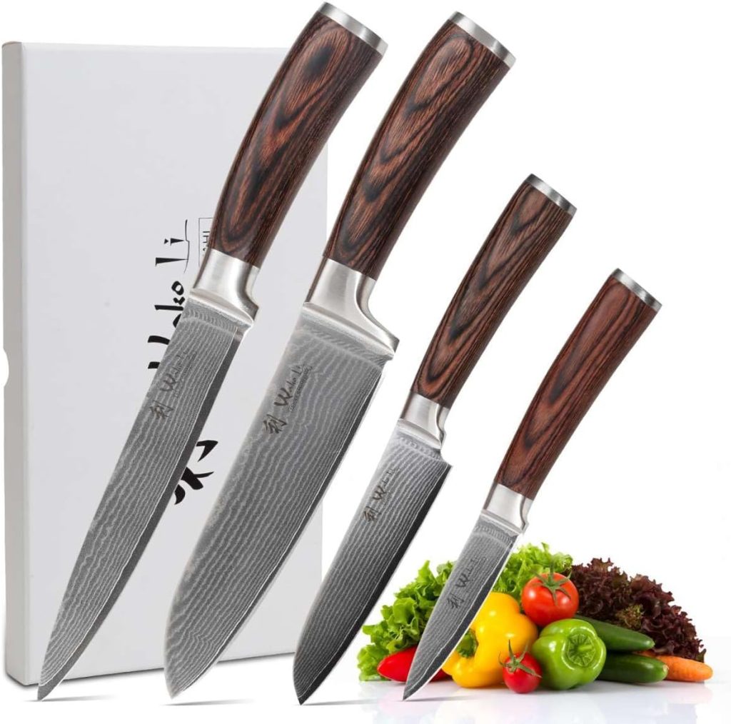 Set de couteaux damassés Wakoli (4 pièces) en test 2024 Set de couteaux damassés Wakoli (4 pièces) en test 2024