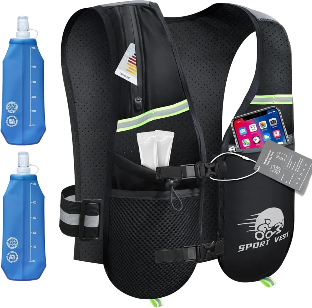 Gilet da corsa Lorymachy con bottiglia d’acqua Gilet da corsa Lorymachy con bottiglia d’acqua