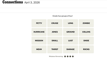 NYT Connections Puzzle Offers Fresh Hints for April 4