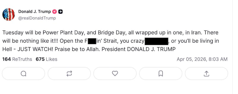 Trump threatens Iran with ‘Hell’ over Strait of Hormuz in profane Easter post