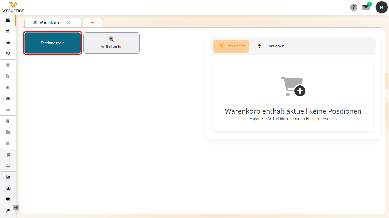 Testkategorie auswählen