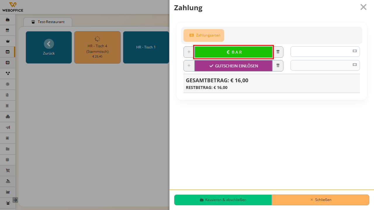 Bar zahlen Button