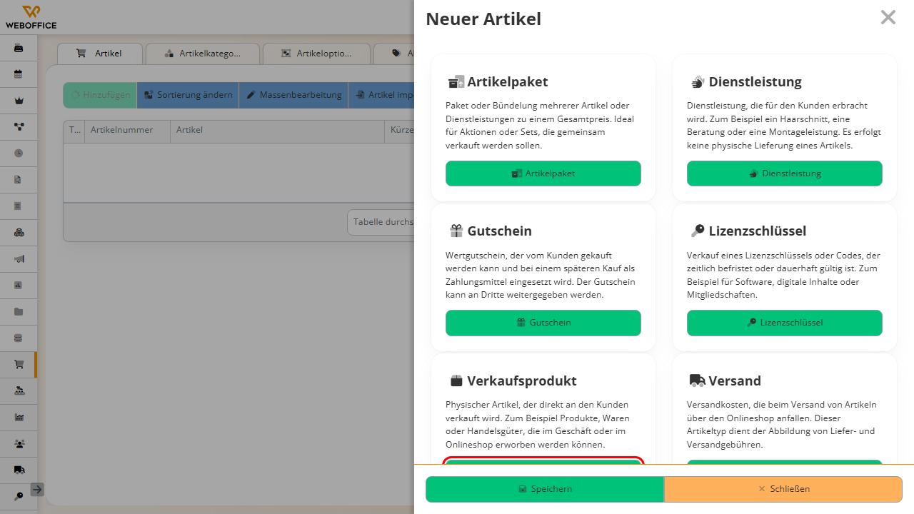 Verkaufsprodukt Button