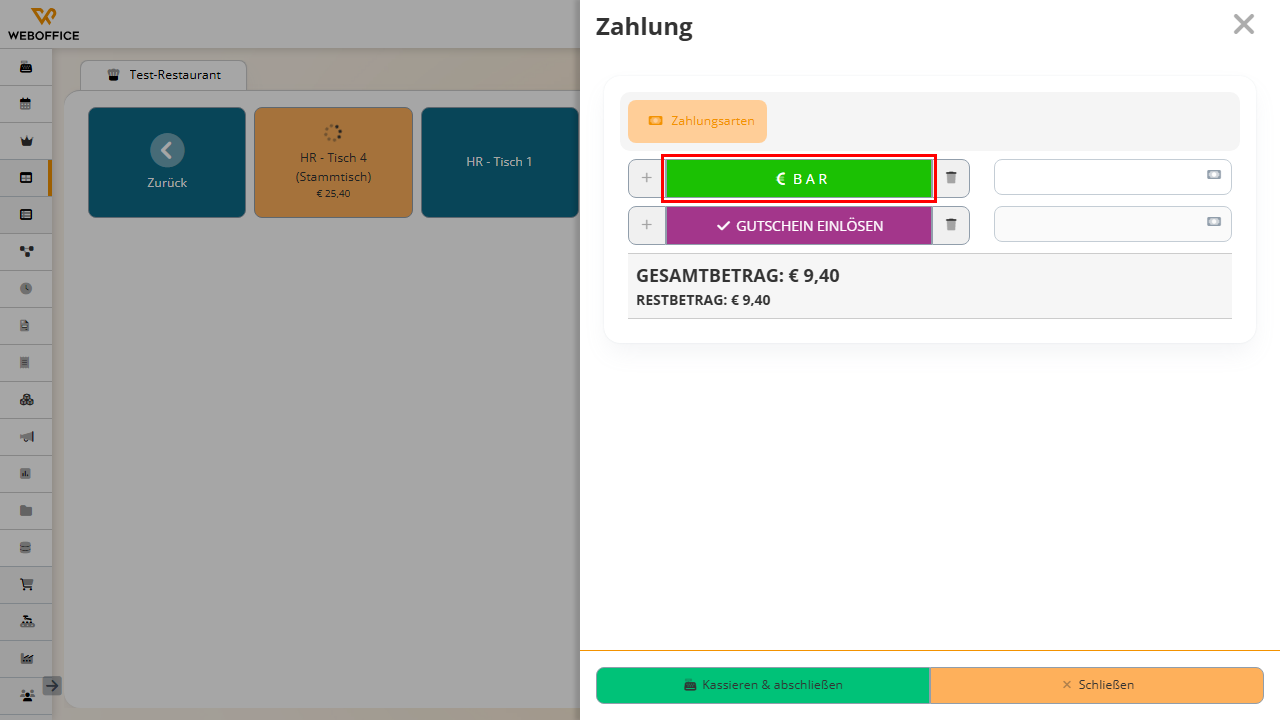 Bar zahlen Button