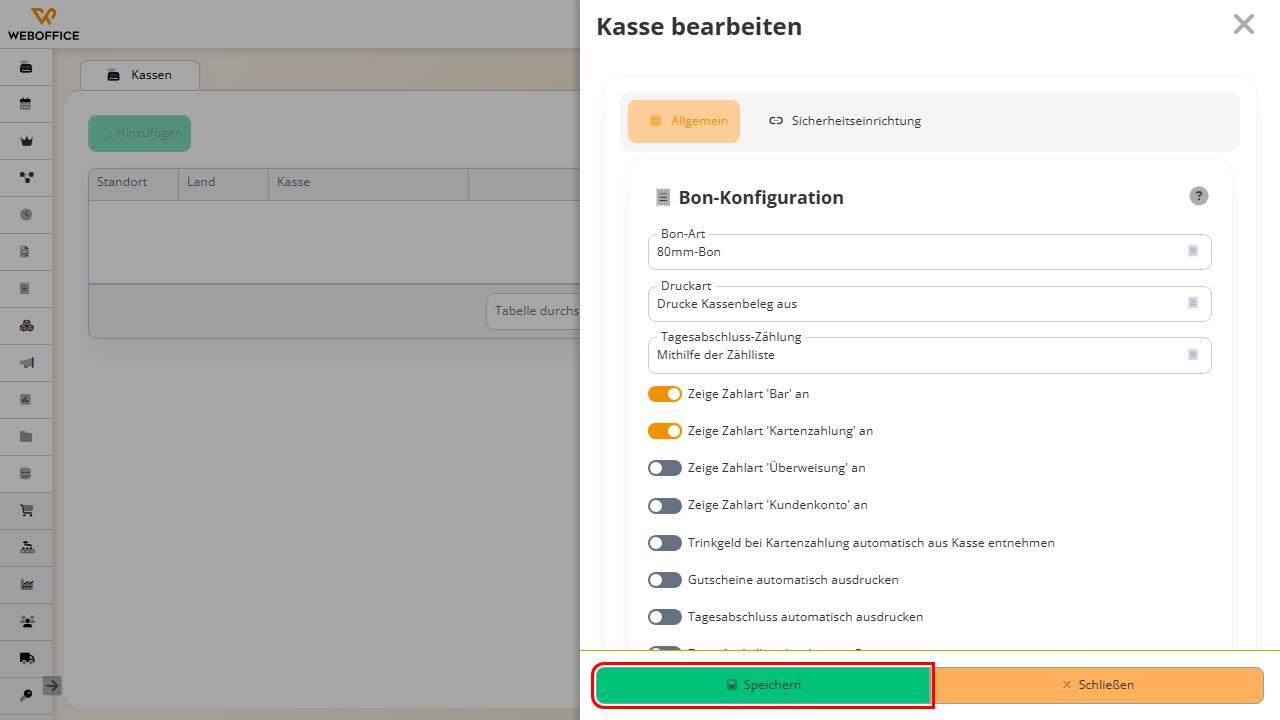 Speichern Bestätigung