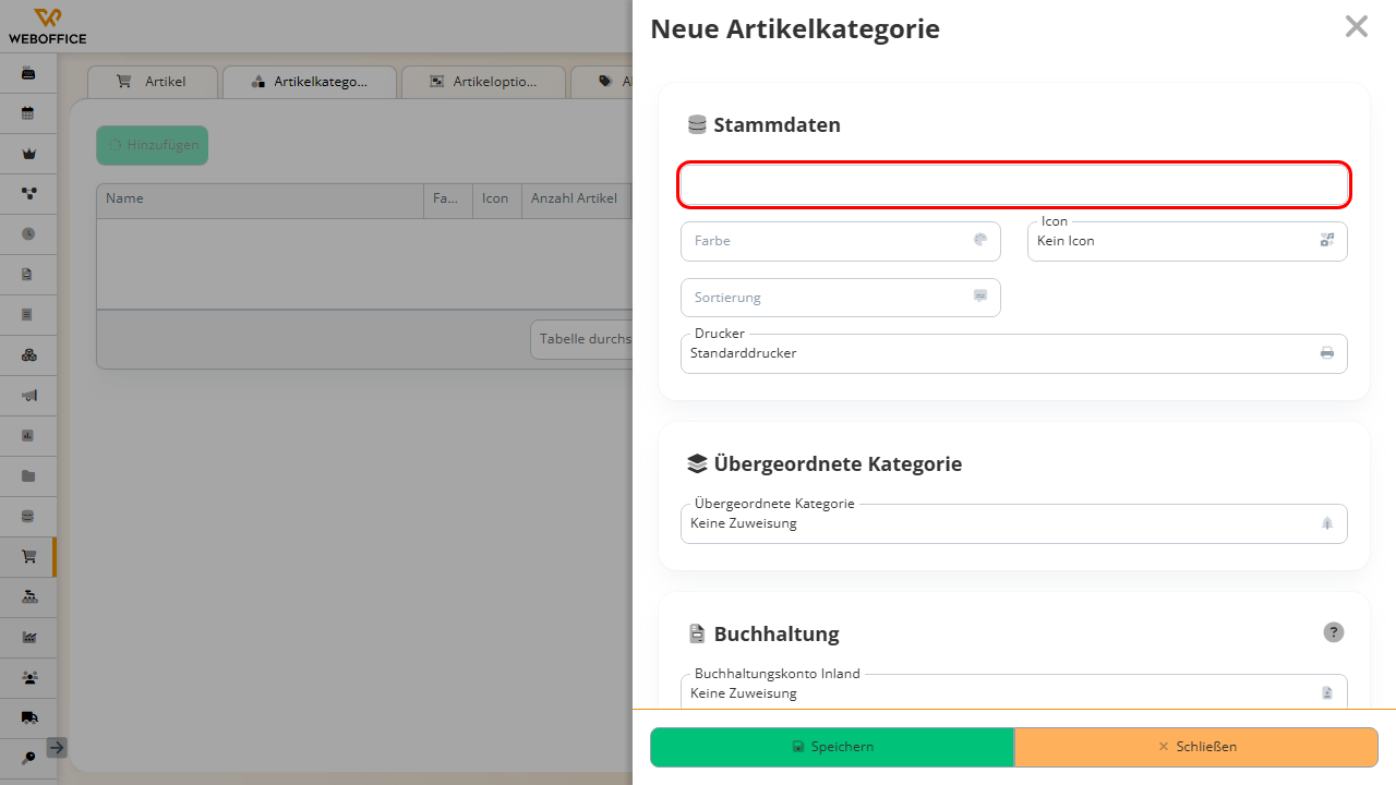 Dropdown-Menü Lager