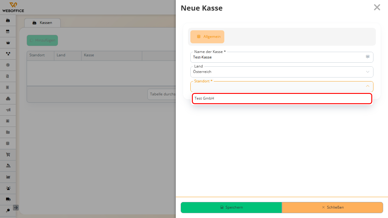 Standort Test GmbH auswählen