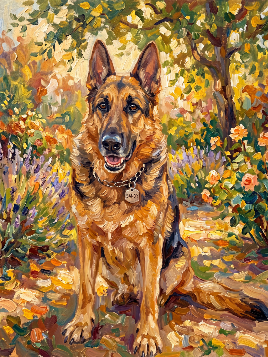 Impressionist oil pet portrait example