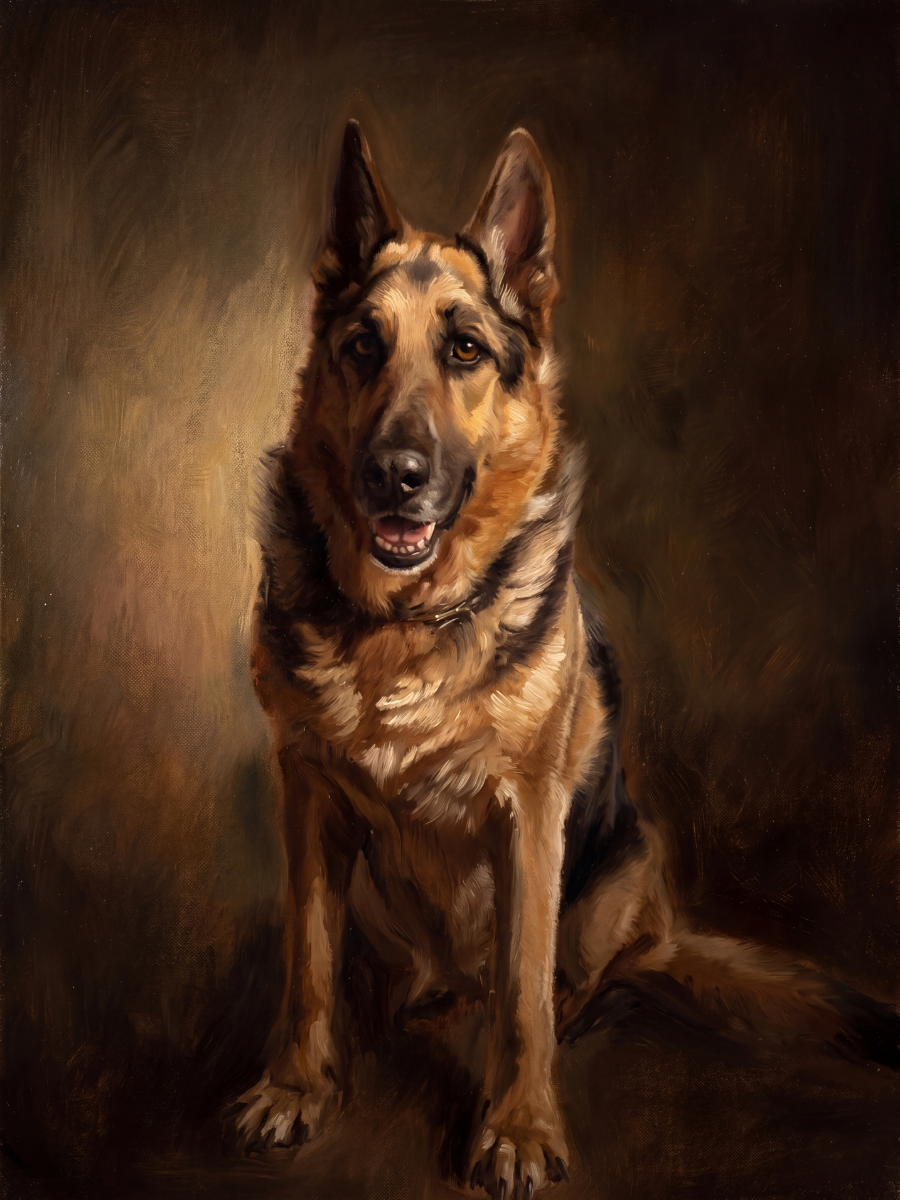 Renaissance oil pet portrait example