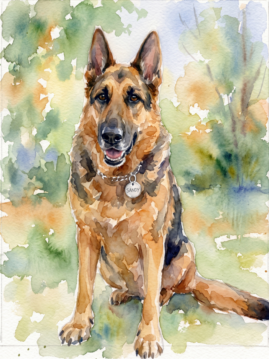Watercolor pet portrait example