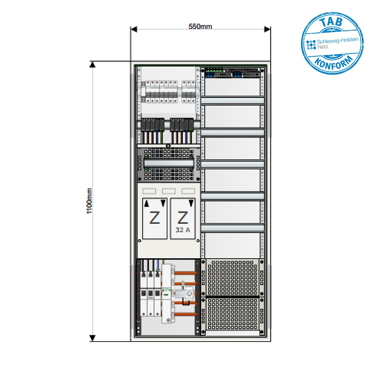 Zählerschrank Direktmessung, eHZ 2 Zählpunkte, kompakt, WP-Kaskade