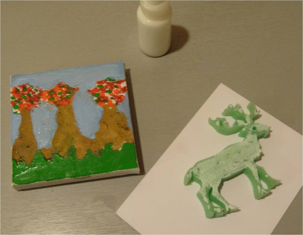 collage eponge de bain tableau